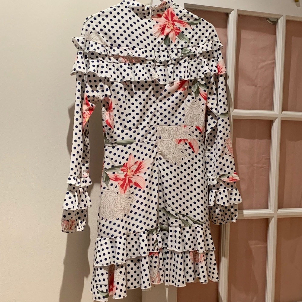 White Boohoo Polka Dot Mini Dress View 2